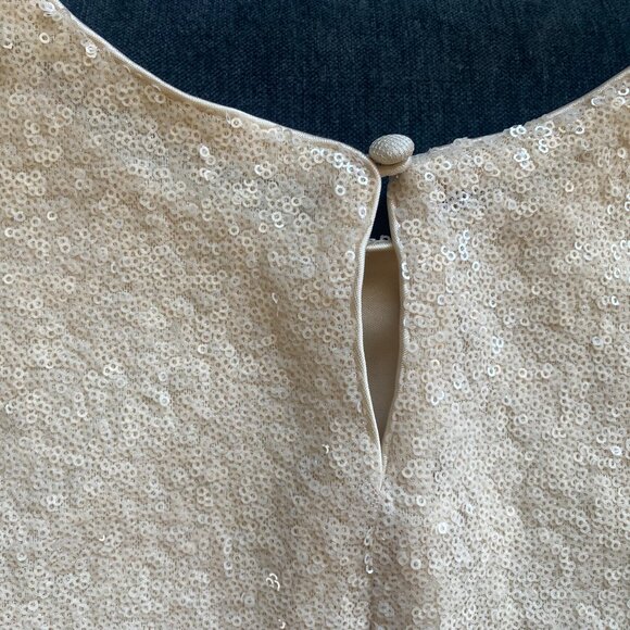 Jenny Yoo Kaity Sequin Crop Top, Cream, Size S - Picture 3 of 7